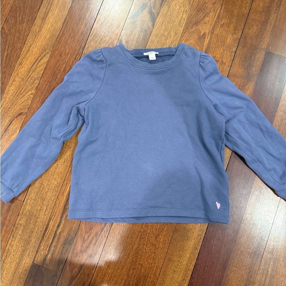 Crewcuts cozy fleece puff-sleeve sweatshirt Slate Blue Sz medium